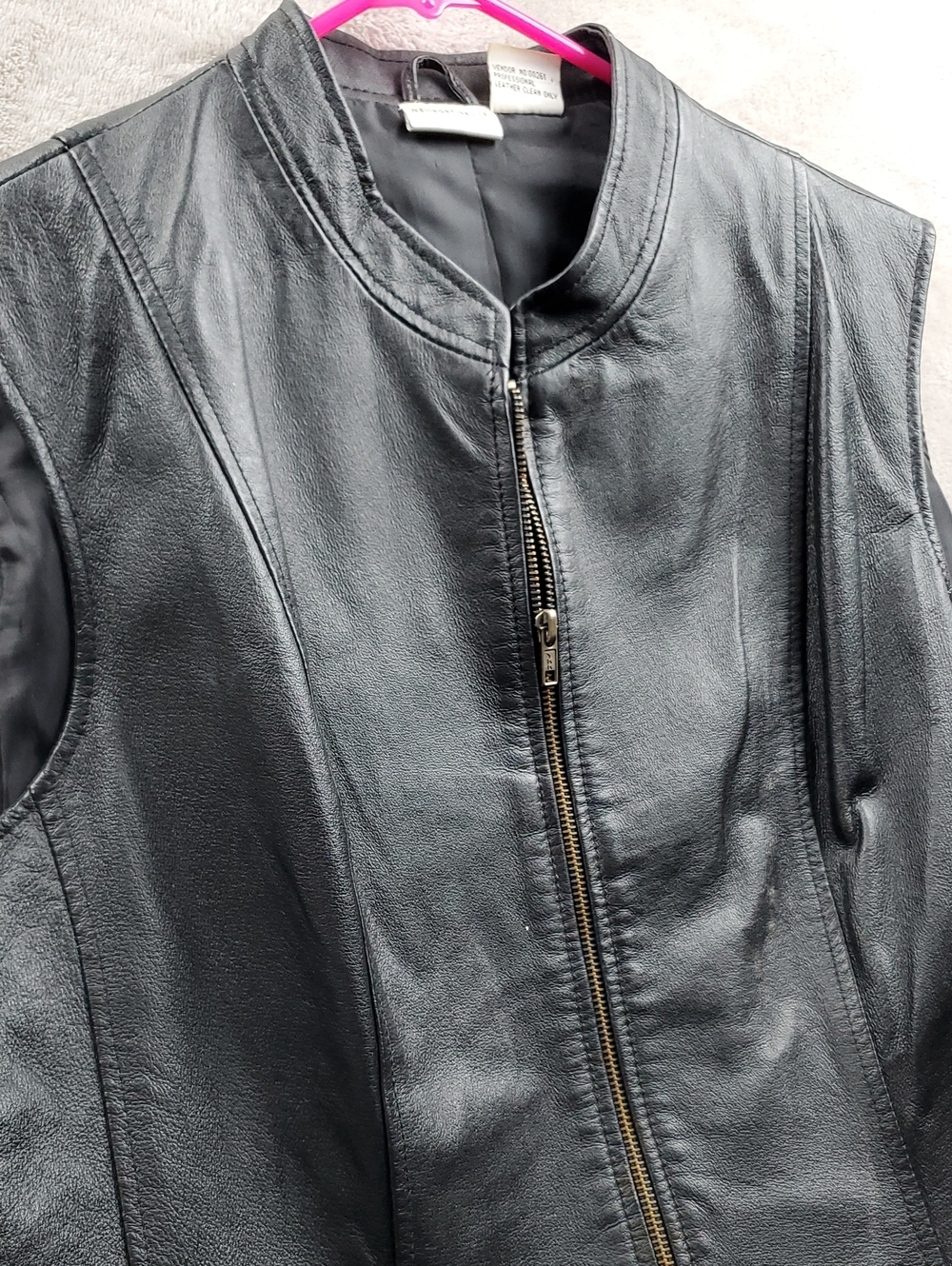 Newport News | Women's 18 | vtg Black Leather Biker Lace Up Vest